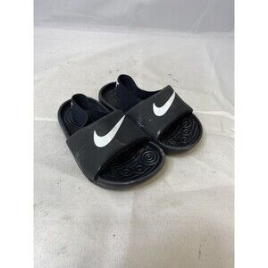 Nike Kawa Baby Toddler Slide Black/White Soft Strap Swoosh US Size 5c